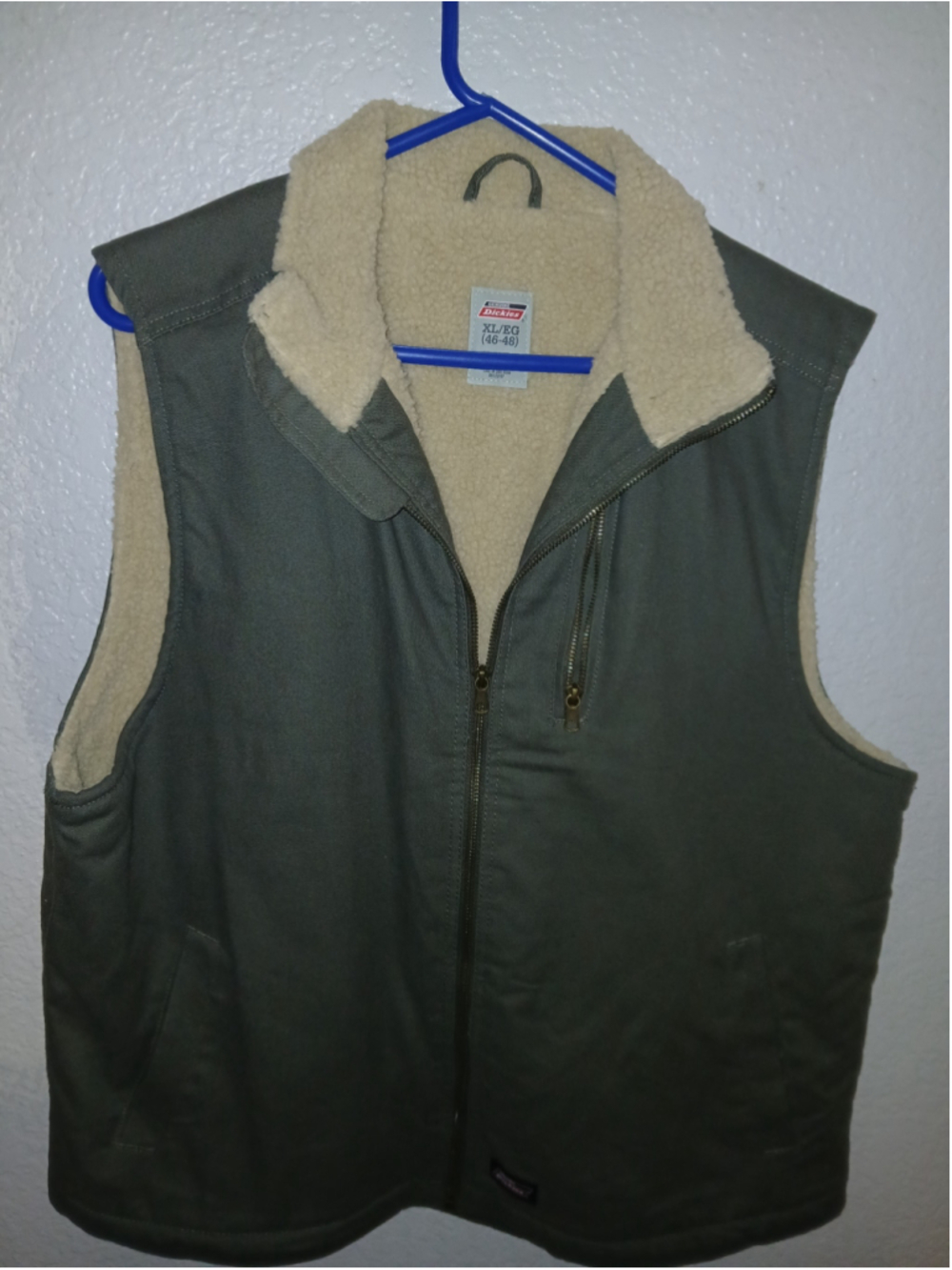 Men's Dickies Sherpa Lined Vest XL Green Beige